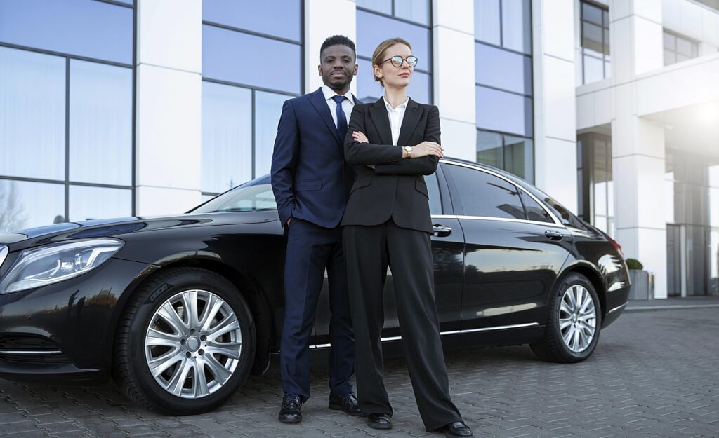 black car with chauffeurs