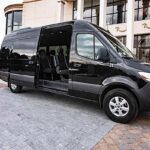 Sprinter van with bathroom setup and toilet amenities