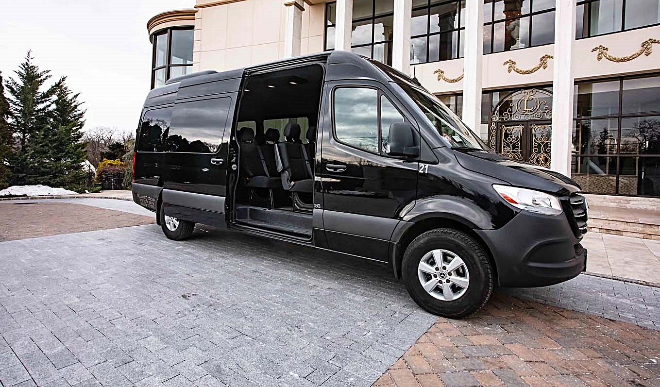 Sprinter van with bathroom setup and toilet amenities