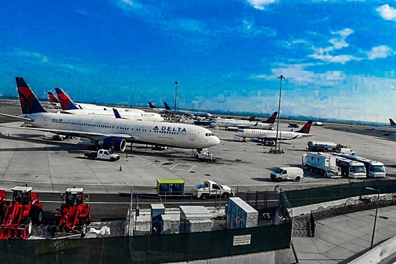 Airlines operating from Terminal 4 at JFK Airport, including Delta, Emirates, and other international and domestic carriers