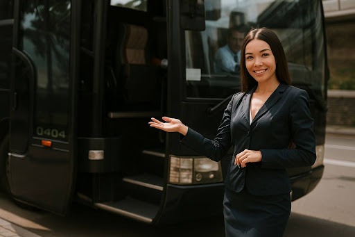 Charter bus parked in NYC