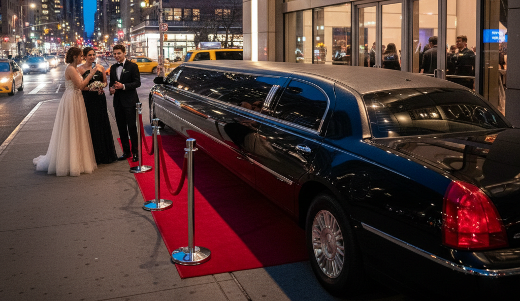 Prom limousine in new york city